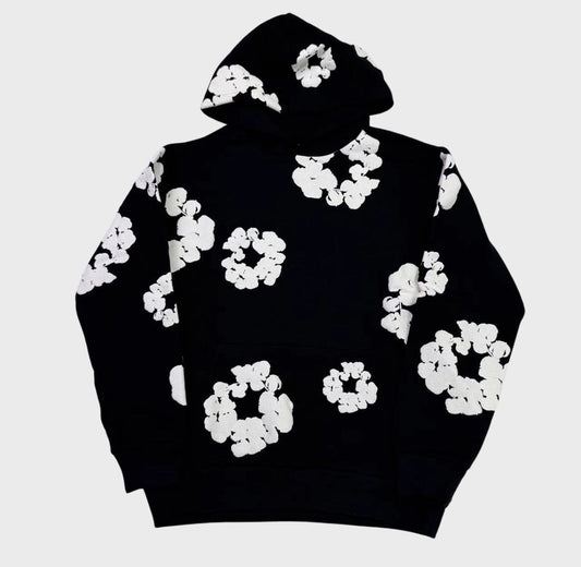 DENIM TEAR BLACK HODDIE